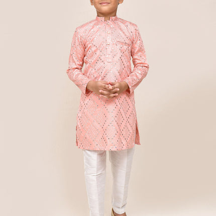 Joban Fashion Silk Pink Kurta With Straight Fit Pant