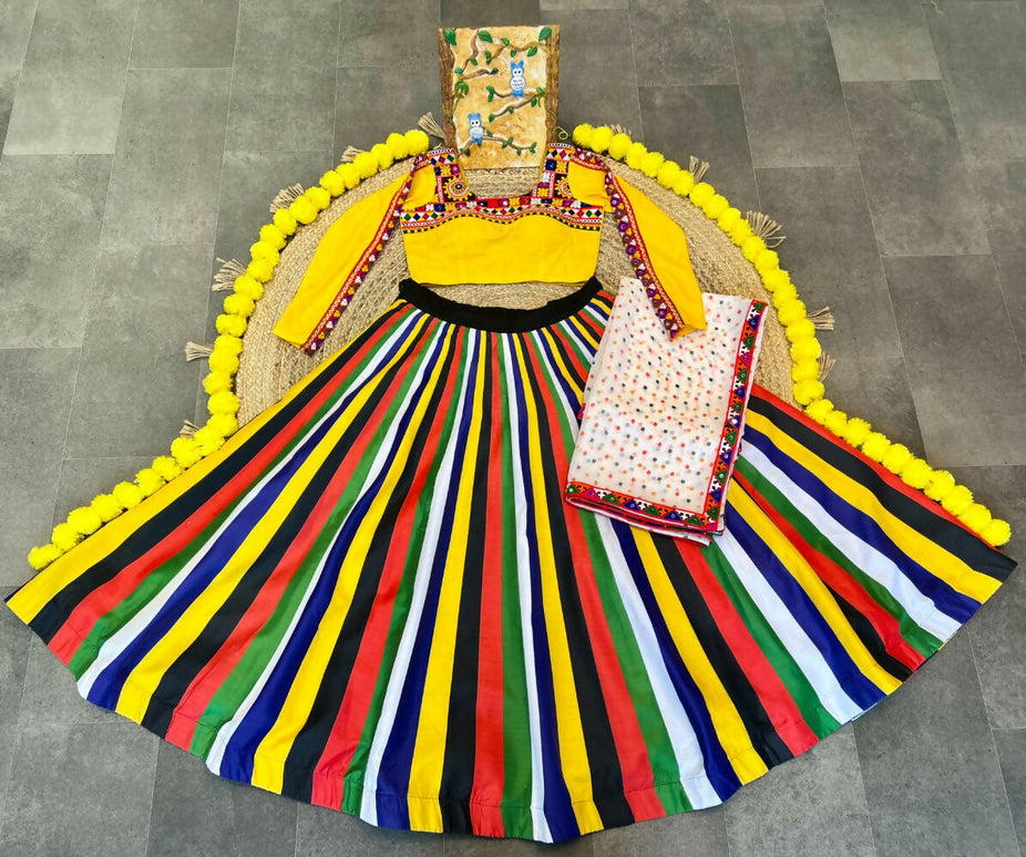 Aastha Fashion Multi Lining Maslin Heavy Digital Print Semi Stitched Wedding Wear Lehenga Choli