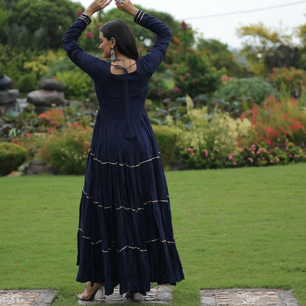 Aastha Fashion Navy Blue Rayon Party Wear Designer Gown Collection