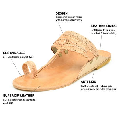 Stepsoft Men'S Natural Kolhapuri Chappal | Handcrafted Ethnic Slip-On Leather Footwear