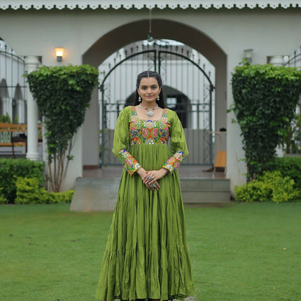 Aastha Fashion Green Rayon Party Wear Designer Gown Collection