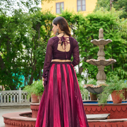 Prazu Fashion Multicolor Chinnon Pedding Kutchi Gamthi Embroidered Work Navratri Lehenga