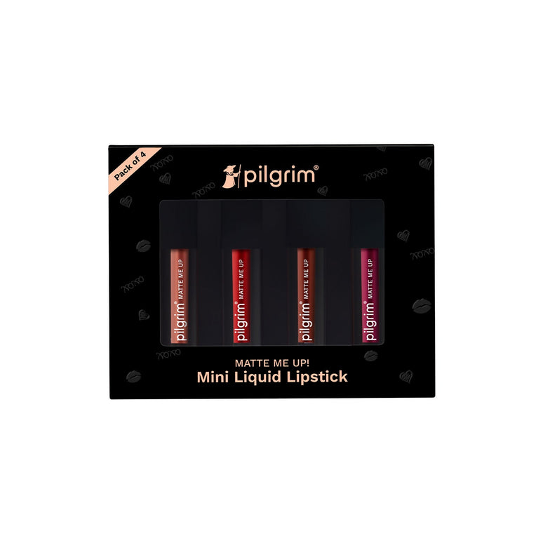 Pilgrim Matte Mini Liquid Lipstick 4 In 1 Pack Smudgeproof, Hydrating & Lightweight - Always On Top