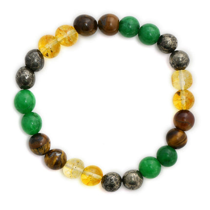 Red Carnelian, Lapis Lazuli, Amethyst, Yellow Citrine Crystal and Green Avanturine Multicoloured Cyrstal Beads bracelet - Ruby Raang