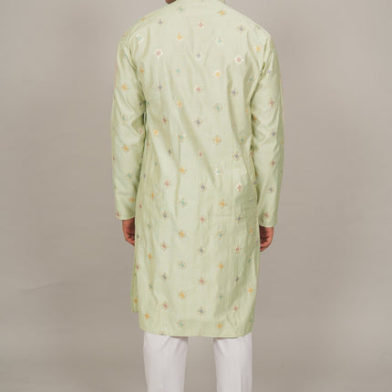 Bluesaanchi Handcrafted Cotton Kurta Pajama Set for Men – Pista Green