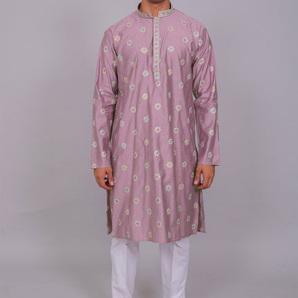 Bluesaanchi Handcrafted Cotton Kurta Pajama Set for Men – Purple