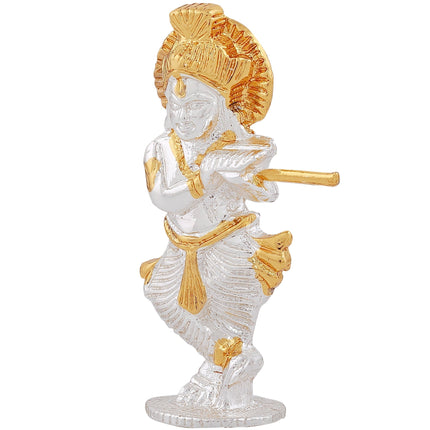 Estele Gold-Polished Divine Lord Krishna Idol for Home/Car Decor