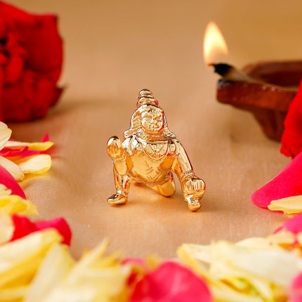 Estele Gold-Polished Divine Lord Krishna Idol for Home/Car Decor