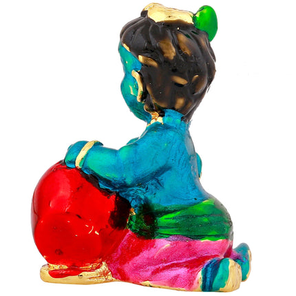 Estele Gold-Polished Divine Lord Krishna Idol for Home/Car Decor