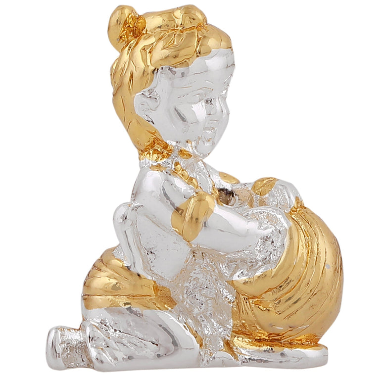 Estele Gold-Polished Makhan Chor Bal Sri Krishna Idol for Home/Car decor