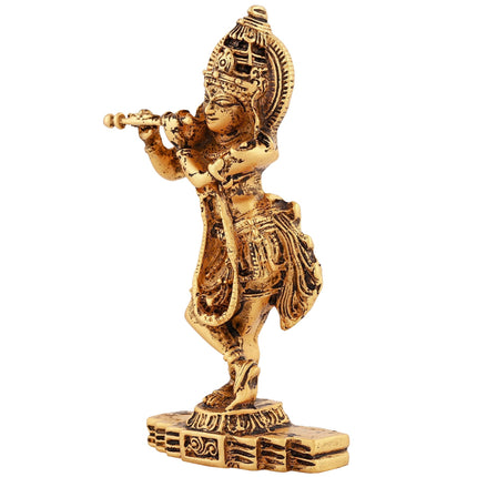 Estele Gold-Polished Sri Krishna Idol for Pooja/Car decor