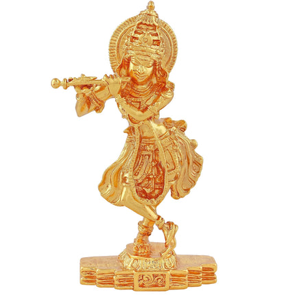 Estele Gold-Polished God of love Sri Krishna Idol for Pooja/Car decor