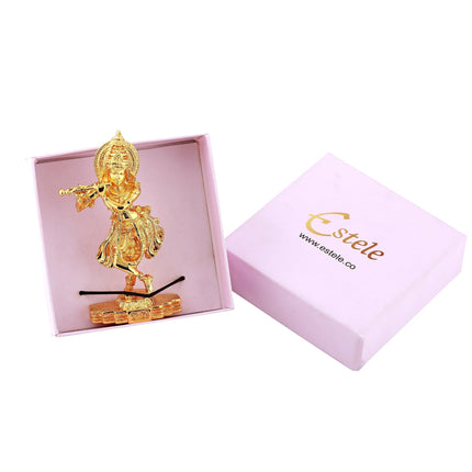Estele Gold-Polished God of love Sri Krishna Idol for Pooja/Car decor