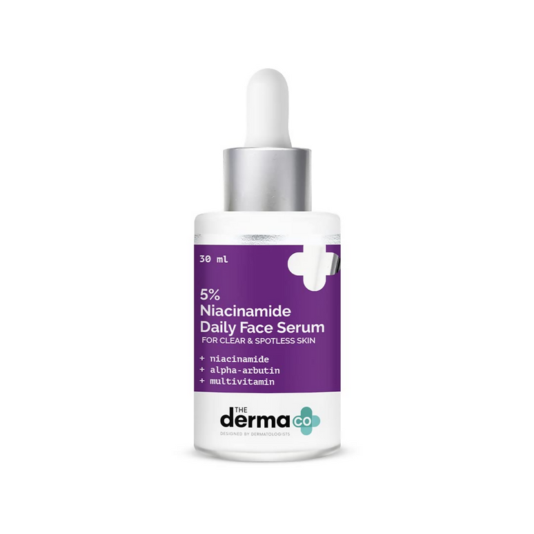 The Derma Co 5% Niacinamide Daily Face Serum With Alpha Arbutin & Multivitamin for Clear & Spotless Skin