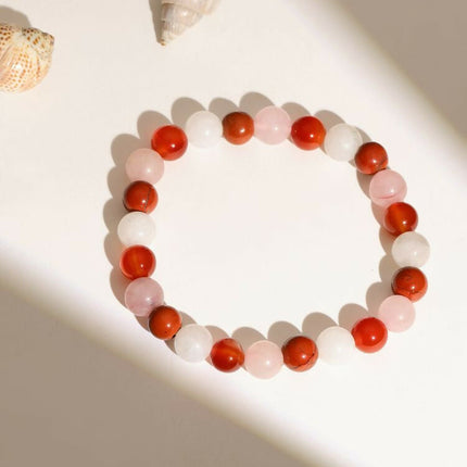 Red Carnelian, Amathyst Beads Bracelet - Ruby Raang