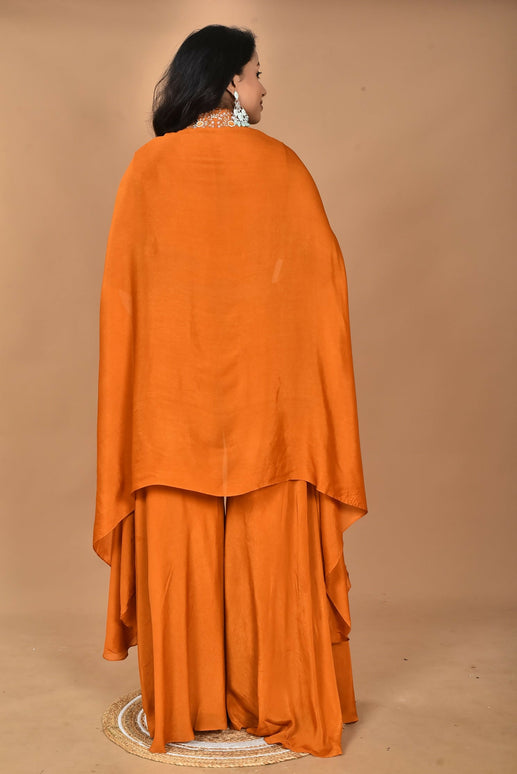 Morchari Women And Hand Embroidery Palazzo Set-Mustard