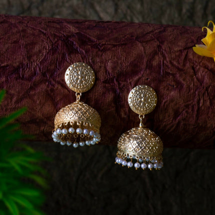 Joban Fashion Women Matte Gold Brass Jhumka