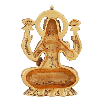Estele Gold-Polished goddess of wealth Laxmi Devi on lotus Idol for Pooja/Car decor