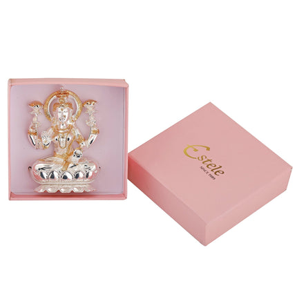 Estele Gold-Polished goddess of wealth Laxmi Devi on lotus Idol for Home/Car decor