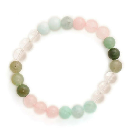 Green Avanturine, Clear Quarts, Amethyst Multicoloued Pastel Shade Crystal Bracelet - Ruby Raang