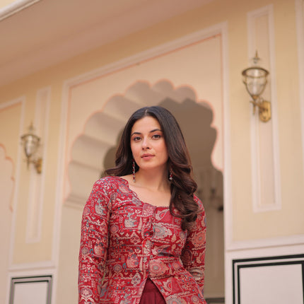 Lorenvalley Fashion Maroon Pure Simmer Vichitra Kali Pattern with Canvas Patta Lehenga Choli