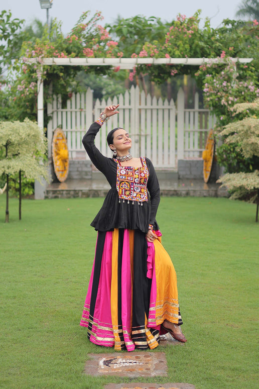 Lorenvalley Fashion Multicolor Rayon with Attractive Gota-Patti Lace Lehenga Choli