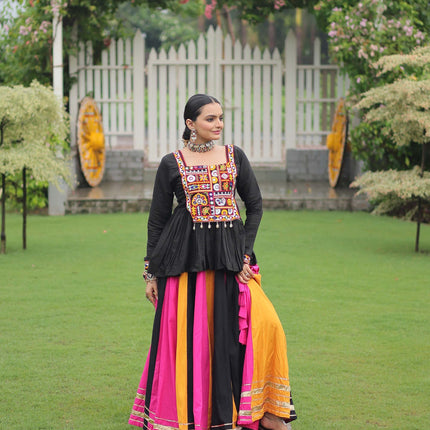 Lorenvalley Fashion Multicolor Rayon with Attractive Gota-Patti Lace Lehenga Choli