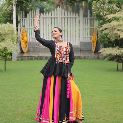 Lorenvalley Fashion Multicolor Rayon with Attractive Gota-Patti Lace Lehenga Choli