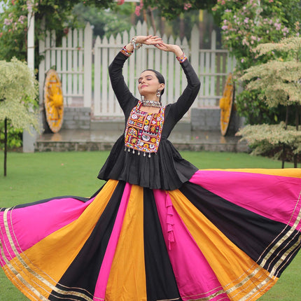 Lorenvalley Fashion Multicolor Rayon with Attractive Gota-Patti Lace Lehenga Choli