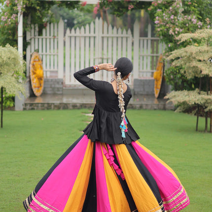 Lorenvalley Fashion Multicolor Rayon with Attractive Gota-Patti Lace Lehenga Choli