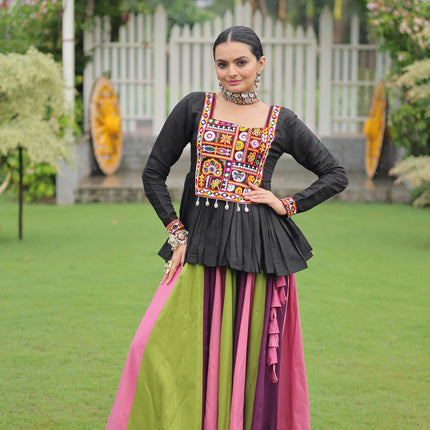 Lorenvalley Fashion Multicolor Rayon with Attractive Gota-Patti Lace Lehenga Choli