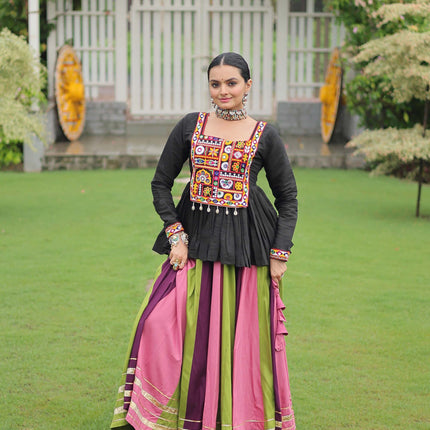 Lorenvalley Fashion Multicolor Rayon with Attractive Gota-Patti Lace Lehenga Choli