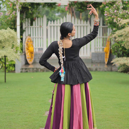 Lorenvalley Fashion Multicolor Rayon with Attractive Gota-Patti Lace Lehenga Choli