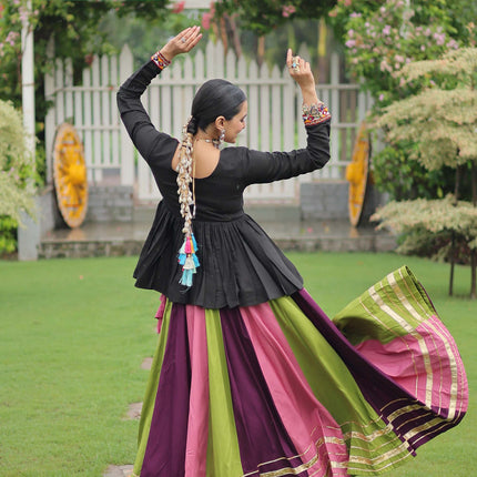 Lorenvalley Fashion Multicolor Rayon with Attractive Gota-Patti Lace Lehenga Choli