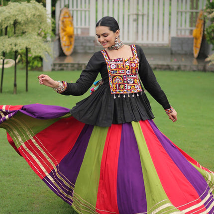 Lorenvalley Fashion Multicolor Rayon with Attractive Gota-Patti Lace Lehenga Choli