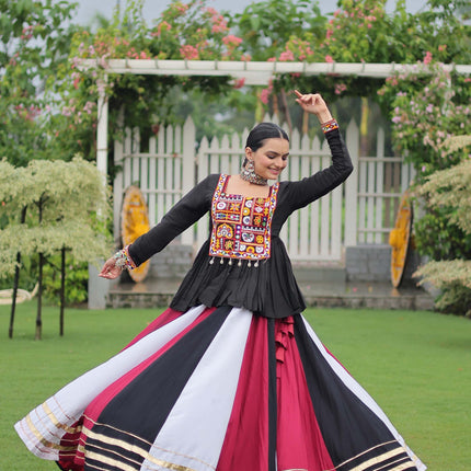 Lorenvalley Fashion Multicolor Rayon with Attractive Gota-Patti Lace Lehenga Choli