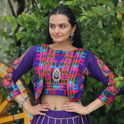 Lorenvalley Fashion Purple Roman Silk with Attractive Gota-Patti Lace Lehenga Choli