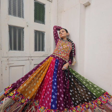 Prazu Fashion Multi Color Georgette With Kutchi Gamthi Work Lehenga For Navratri