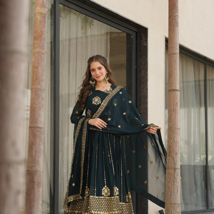 Prazu Fashion Rama Georgette Rich Zari & Sequins Embroidered Gown