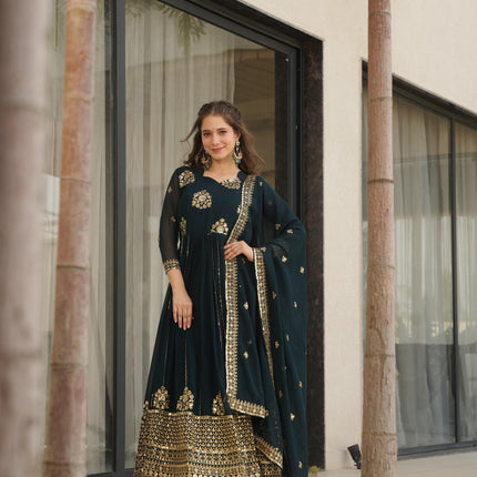 Prazu Fashion Rama Georgette Rich Zari & Sequins Embroidered Gown