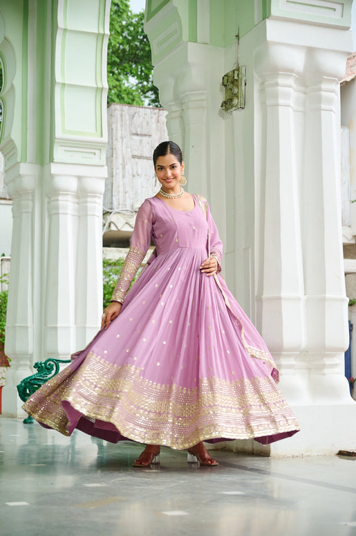 Prazu Fashion Sky Georgette Embroidered Gown With Dupatta
