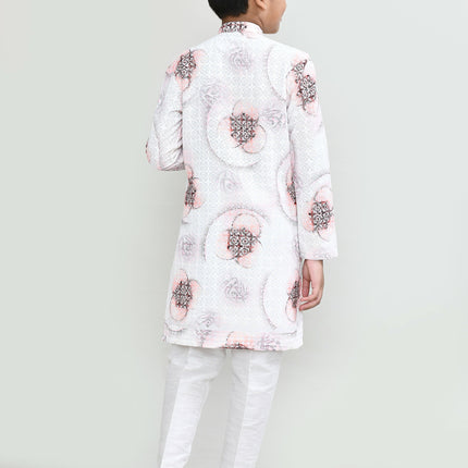 Joban Fashion Cotton White Kurta With Straight Fit Pant