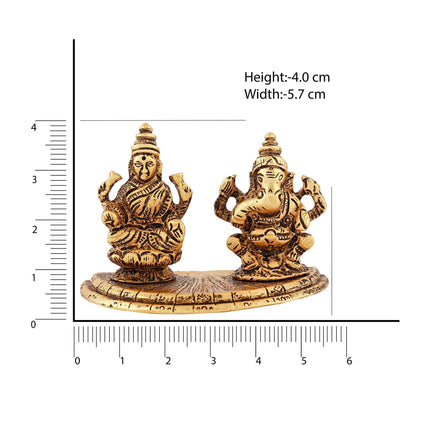 Estele Gold-Polished Goddess Laxmi & Lord Ganapati Idol for Pooja & Car Decor