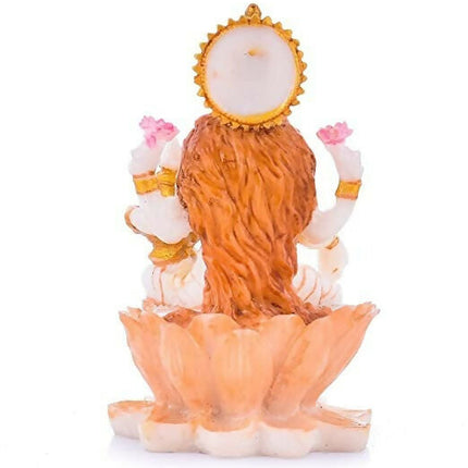 Soni Craft Handmade Poly Resin Lakshmi Ji Sculpture Sitting On Lotus Statue