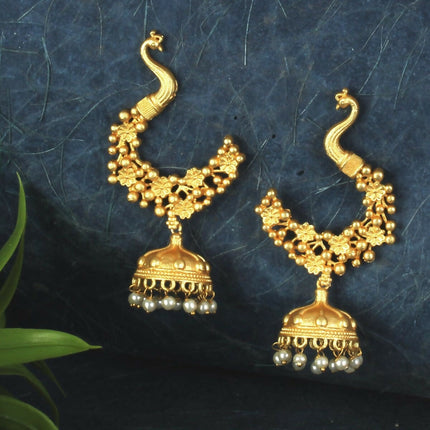 Joban Fashion Women Matte Gold Brass Jhumka