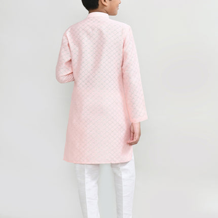 Joban Fashion Cotton Silk Peach Kurta With Straight Fit Pant