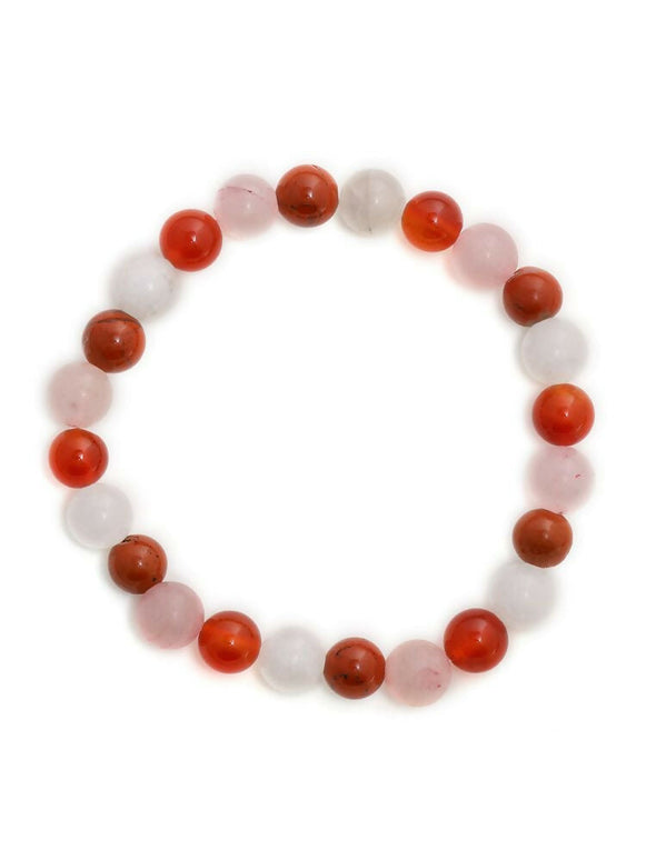 Red Carnelian, Amathyst Beads Bracelet - Ruby Raang