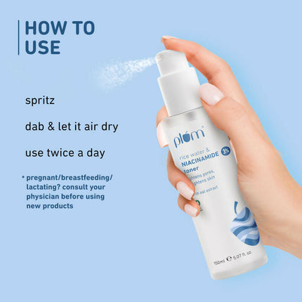 Plum 3% Niacinamide & Rice Water Face Toner - Reduces Pores & Blemishes For Bright Skin