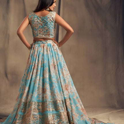 Lehenga Mart Designer Bollywood Style Wedding Wear Lehenga Choli - Aqua