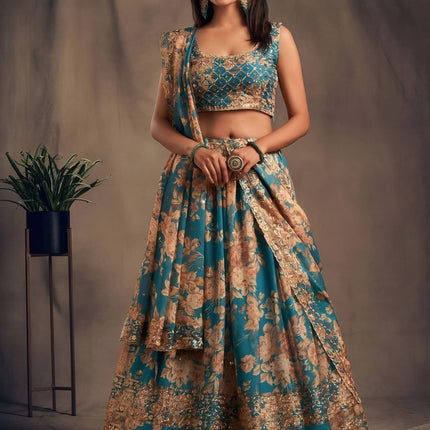 Lehenga Mart Designer Bollywood Style Wedding Wear Lehenga Choli - Blue